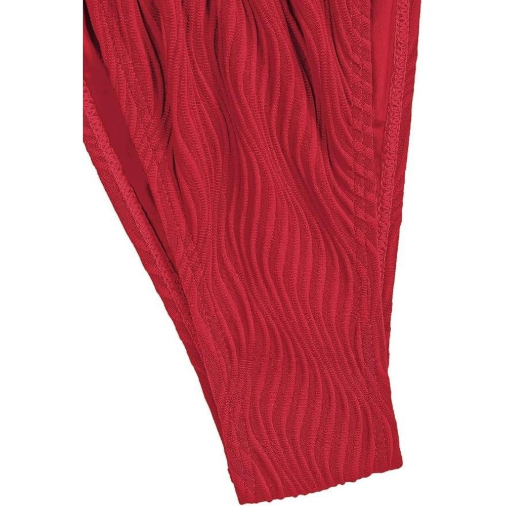 MSRP $46 seamoly Women's XS Red Bikini Set Ribbed Beaded Adjustable Spaghetti - Picture 3 of 11